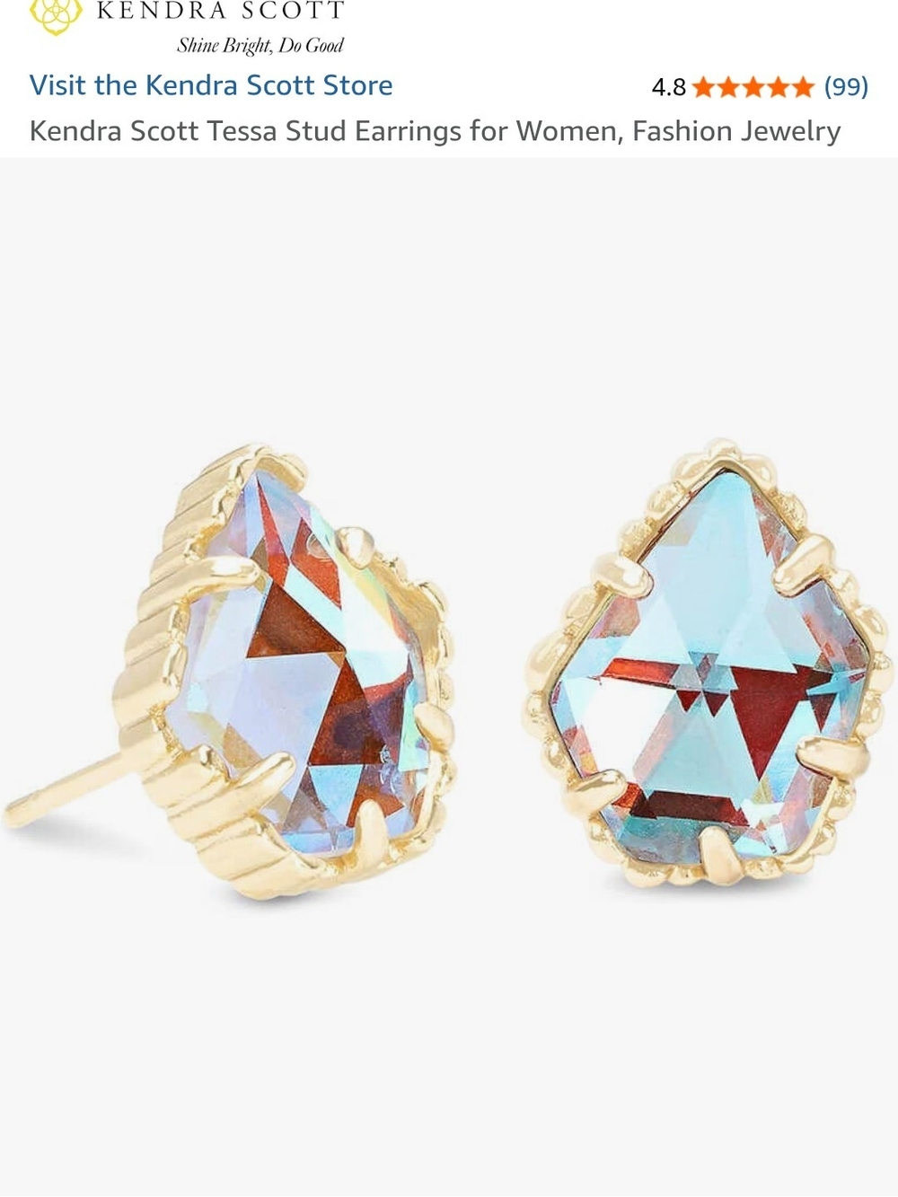 Kendra Scott Gold Teardrop Iridescent Crystal Stud Earrings